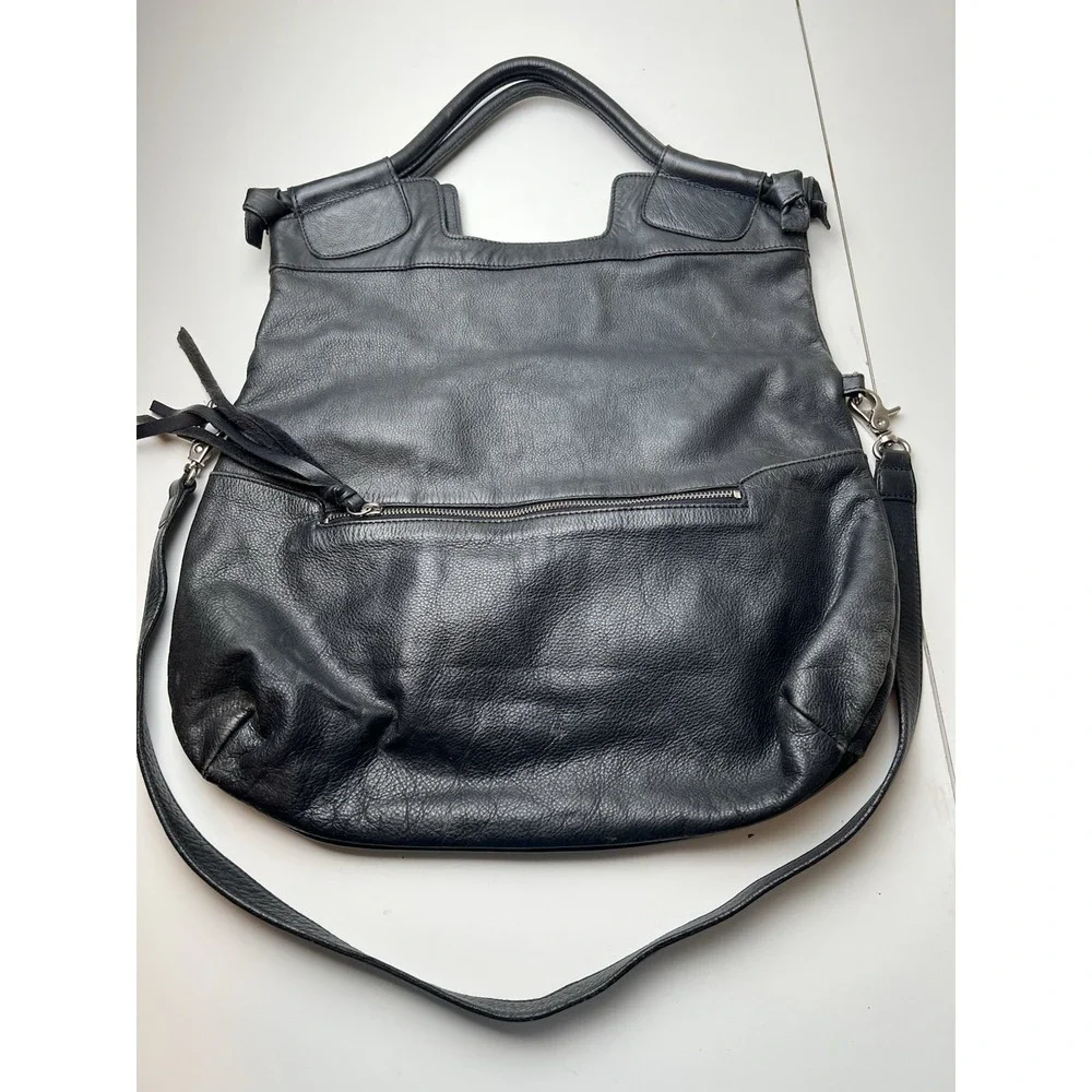 Foley + Corinna Dark Navy Leather Mid-City Fold Over Bag